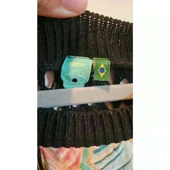 Farm Rio Anthropologie Floral Crochet Knit Sweater Top Multicolor M Boho Artsy - Picture 5 of 5